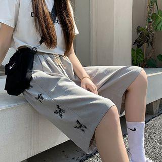 High Waist Butterfly Print Wide Leg Shorts
