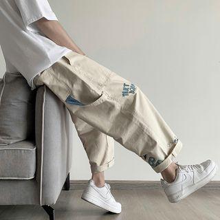 High-waist Loose Fit Lettering Cargo Pants