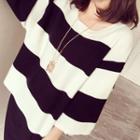 Set: Striped 3/4-sleeve T-shirt + Cropped Tapered Pants