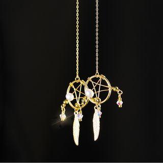 925 Sterling Silver Faux Pearl Dream Catcher Dangle Earring 1 Pair - Through Earrings - Faux Pearl - Dream Catcher - One Size