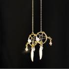 925 Sterling Silver Faux Pearl Dream Catcher Dangle Earring 1 Pair - Through Earrings - Faux Pearl - Dream Catcher - One Size