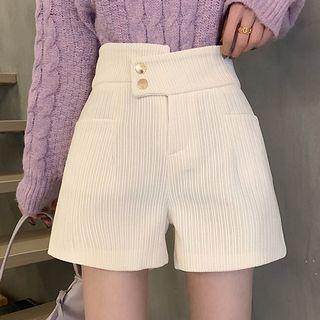 Asymmetrical High-waist Corduroy Shorts
