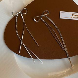 Bow Fringed Alloy Earring 1 Pair - Silver - One Size