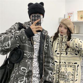 Couple Matching Paisley Print Fleece Zip Jacket
