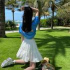 Plain Band-waist Mini A-line Skirt