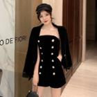 One-buttoned Blazer / Strapless Double-breasted Mini Sheath Dress