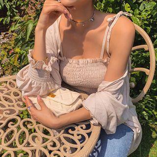 Tie-strap Smocked Cropped Top