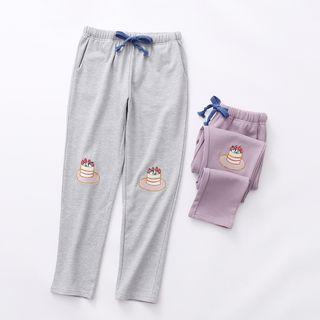 Cake Embroidered Drawstring Pants