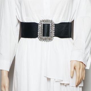 Rhinestone Faux Leather Corset Belt