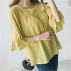 Square-neck Flounced Blouse