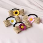 Flower Straw Bow Hair Tie