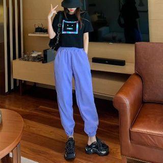 Short-sleeve Cartoon Print T-shirt / Harem Pants