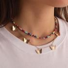 Alloy Butterfly Bead Layered Necklace