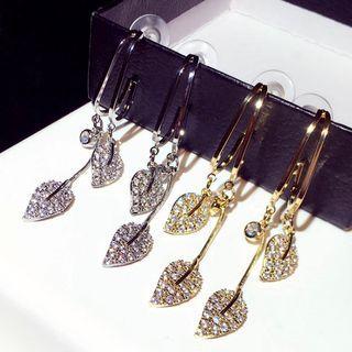 Leaf Rhinestone Alloy Fringed Earring