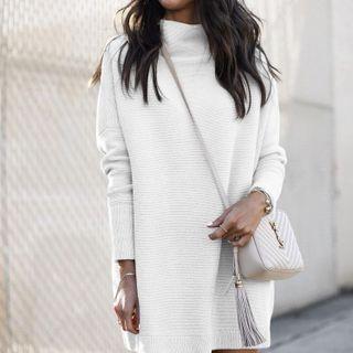 Plain Knit Mini Shift Dress