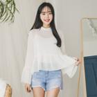 Stand-collar Ruffled Blouse