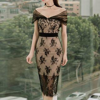Off Shoulder Lace Sheath Dress