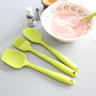 Set Of 4: Bakery Silicone Spatula / Spoon / Cooking Oil Brush Green - One Size