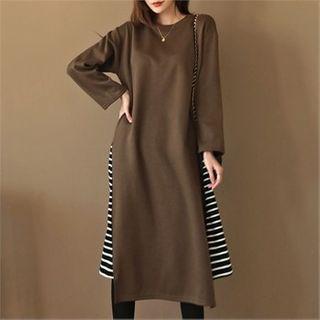 Stripe-side Long T-shirt Dress