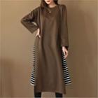 Stripe-side Long T-shirt Dress