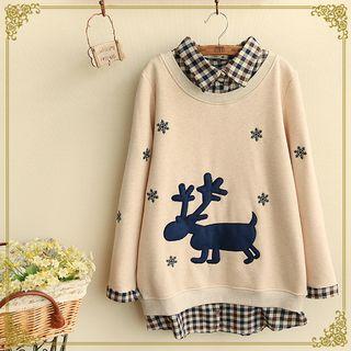 Mock Two-piece Moose Sweater