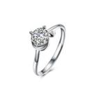 925 Sterling Silver Fashion Simple Round Cubic Zircon Adjustable Ring Silver - One Size