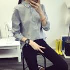 Piped Collar Long-sleeve Blouse