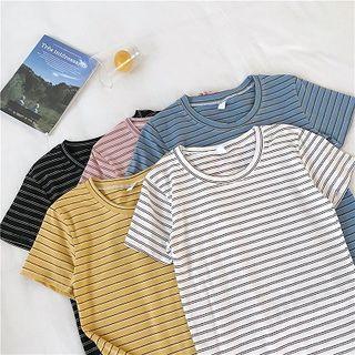 Striped Crewneck Short-sleeve Top