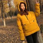 Bear Ear Accent Half-zip Padded Hoodie