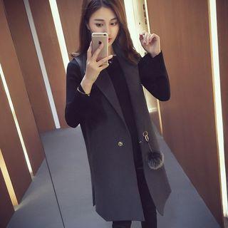 Pompom Notch Lapel Long Vest
