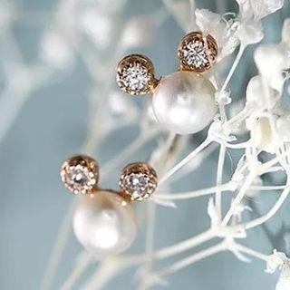 Pearl Rhinestone Stud Earring