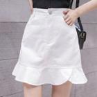 High-waist Plain Fish Tail Denim Skirt