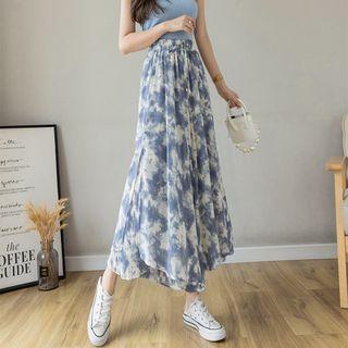 Band-waist Tie-dye Print Culottes