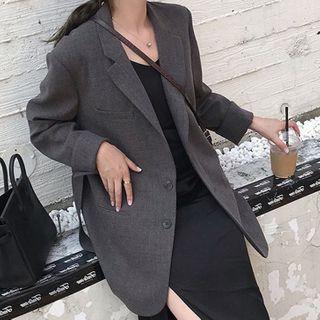 Oversize Single-breasted Plain Blazer