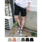 Elastic-waisted Colored Cotton Shorts