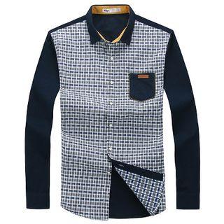 Plaid Panel Pocketed Shirt