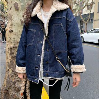 Fleece Button Denim Jacket