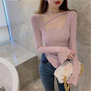 Bell-sleeve Asymmetrical Top