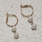 Faux Pearl Drop Earring 1 Pair - A600 - White Faux Pearl - Gold - One Size