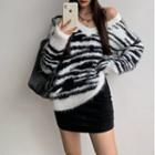 Zebra Sweater Zebra Print - Black & White - One Size