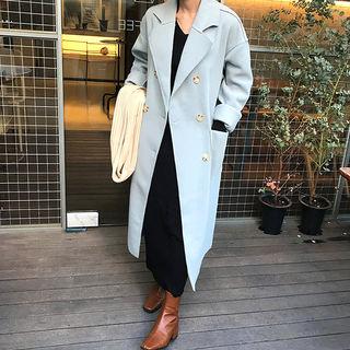 Raw-edge Lapelled Long Coat
