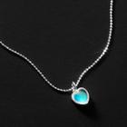 Heart Glass Pendant Sterling Silver Necklace Silver & Blue - One Size