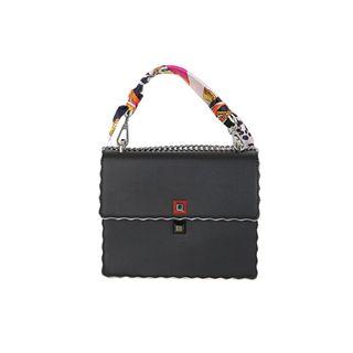 Scallop-edge Flap Satchel With Scarf