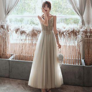 Spaghetti-strap Sequin Midi A-line Cocktail Dress