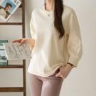 Puff-sleeve Pleated T-shirt