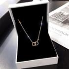Alloy Interlocking Square & Circle Pendant Necklace X018 - 1 Pair - Gold - One Size