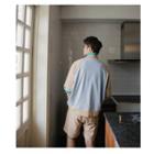 Set: Color-block Short-sleeve Top + Drawstring Shorts