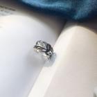 925 Sterling Silver Leaf Ring K631 - Silver - One Size