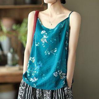 Sleeveless Floral Loose-fit Tank Top