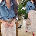 Epaulet Flap Denim Shirt Jacket Blue - One Size